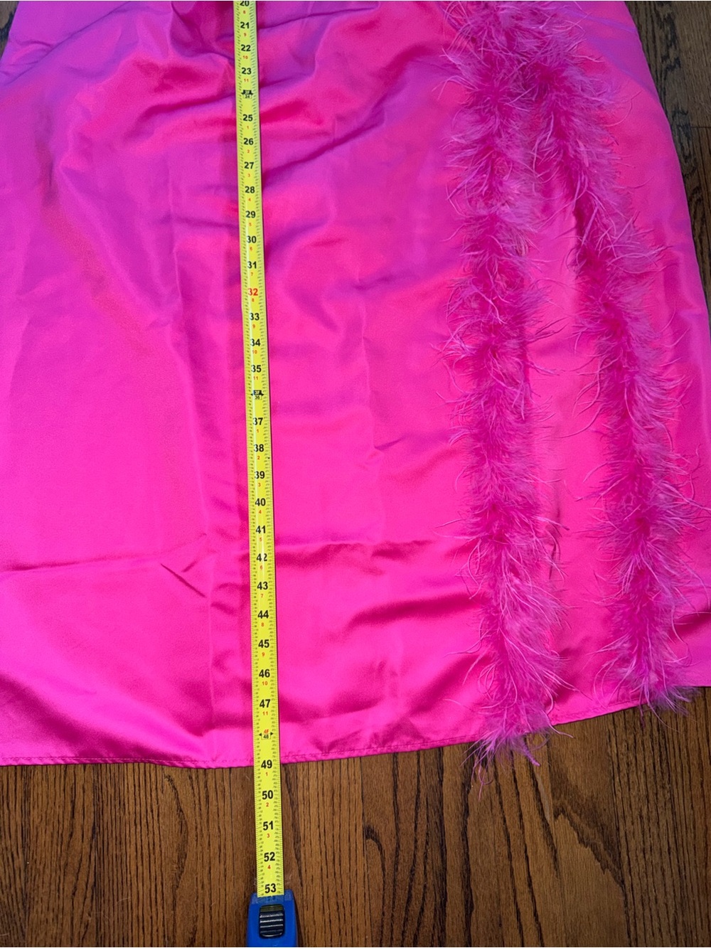 WeWoreWhat Vibrant Hot Pink Corset Dress with Feathers and High Leg Slit Fitted - Picture 8 of 11